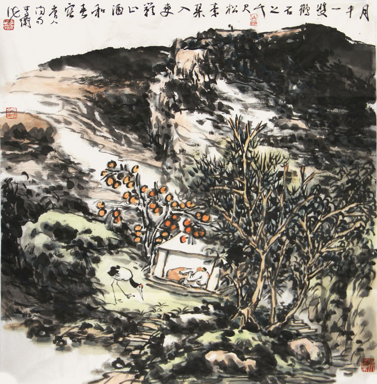 新增L10005 李卫 月中一双鹤 